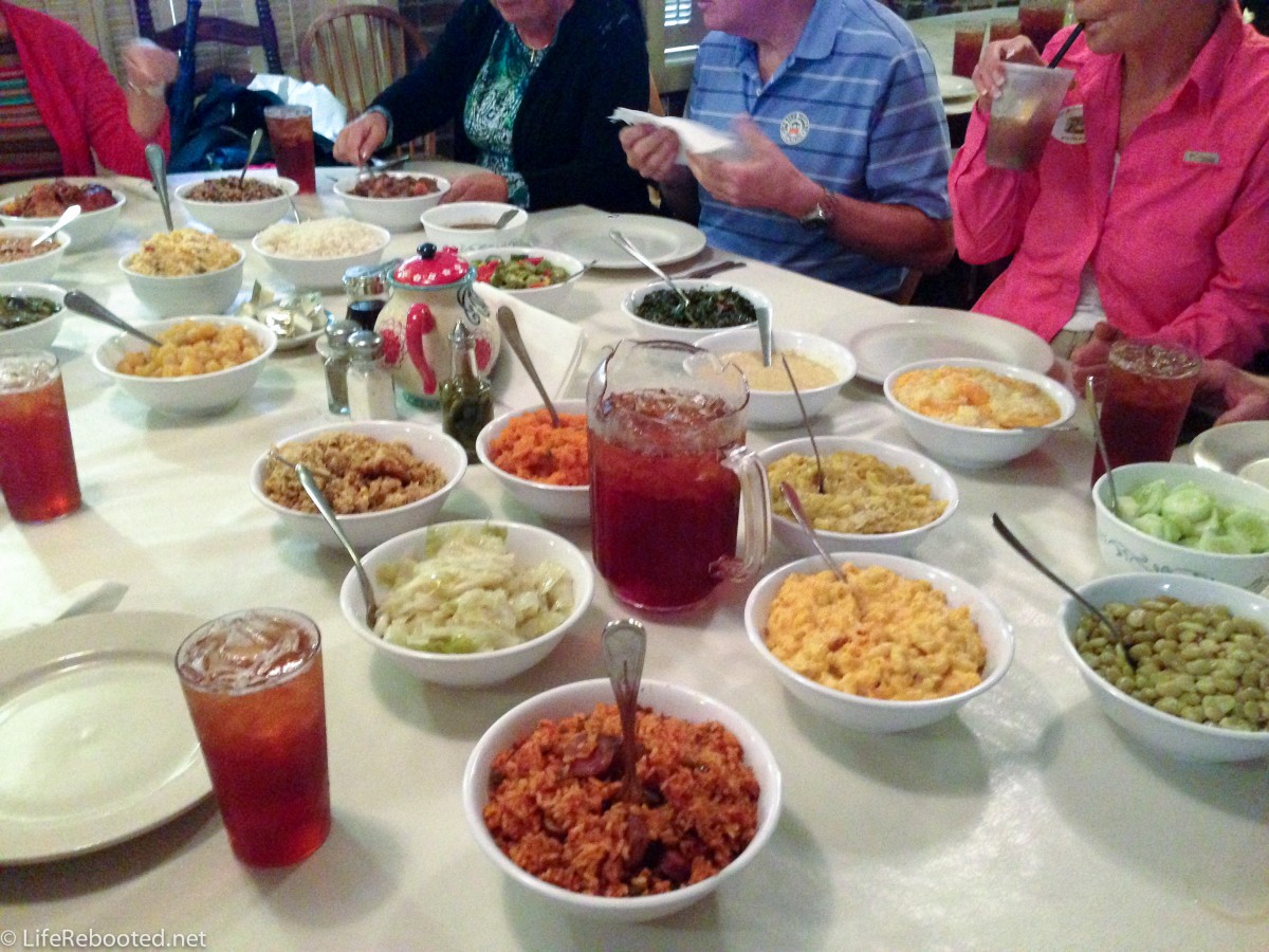 The spread at Mrs. Wilkes Dining Room.