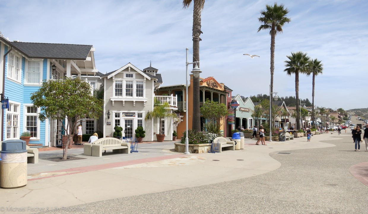 The cute waterfront shops along Avila Beach.