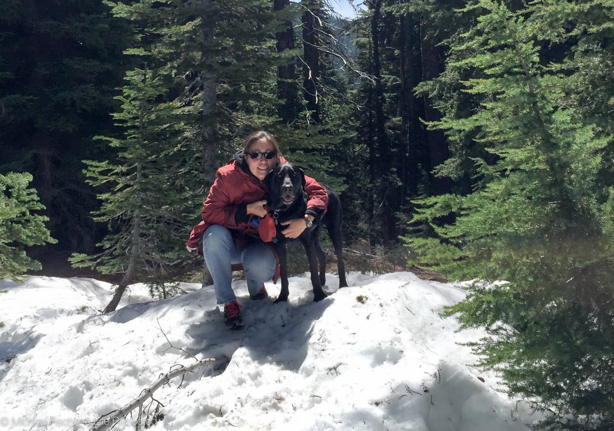 Kathie and Opie on the trail.