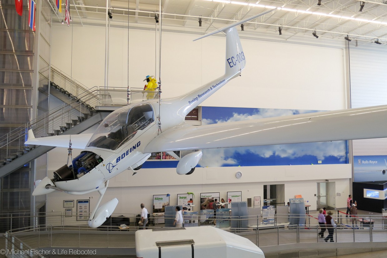 Inside the gallery part of the Boeing factory
