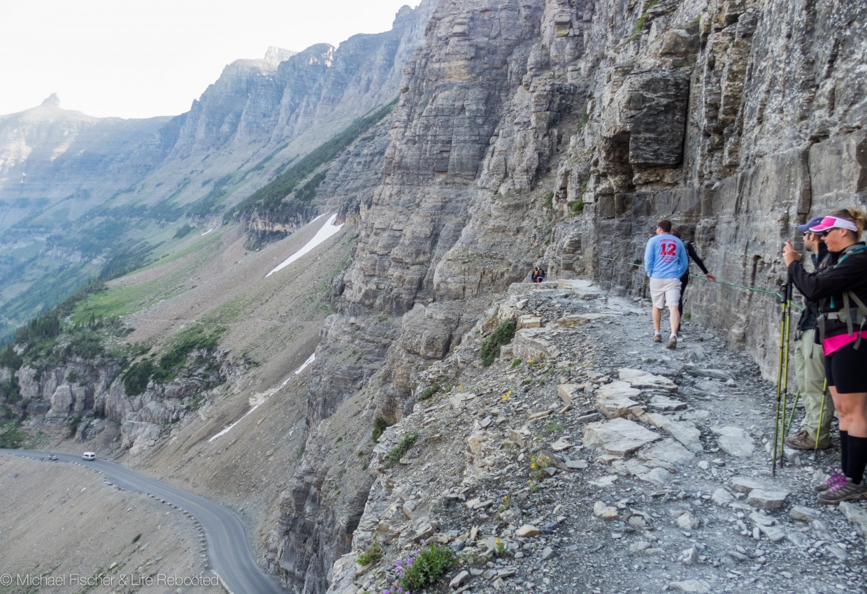 The famous cliff near the beginning of Highline Trail