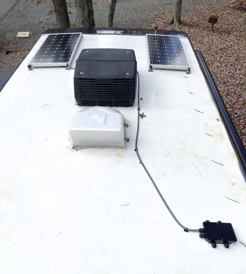 Two panels mounted, one panel wired.