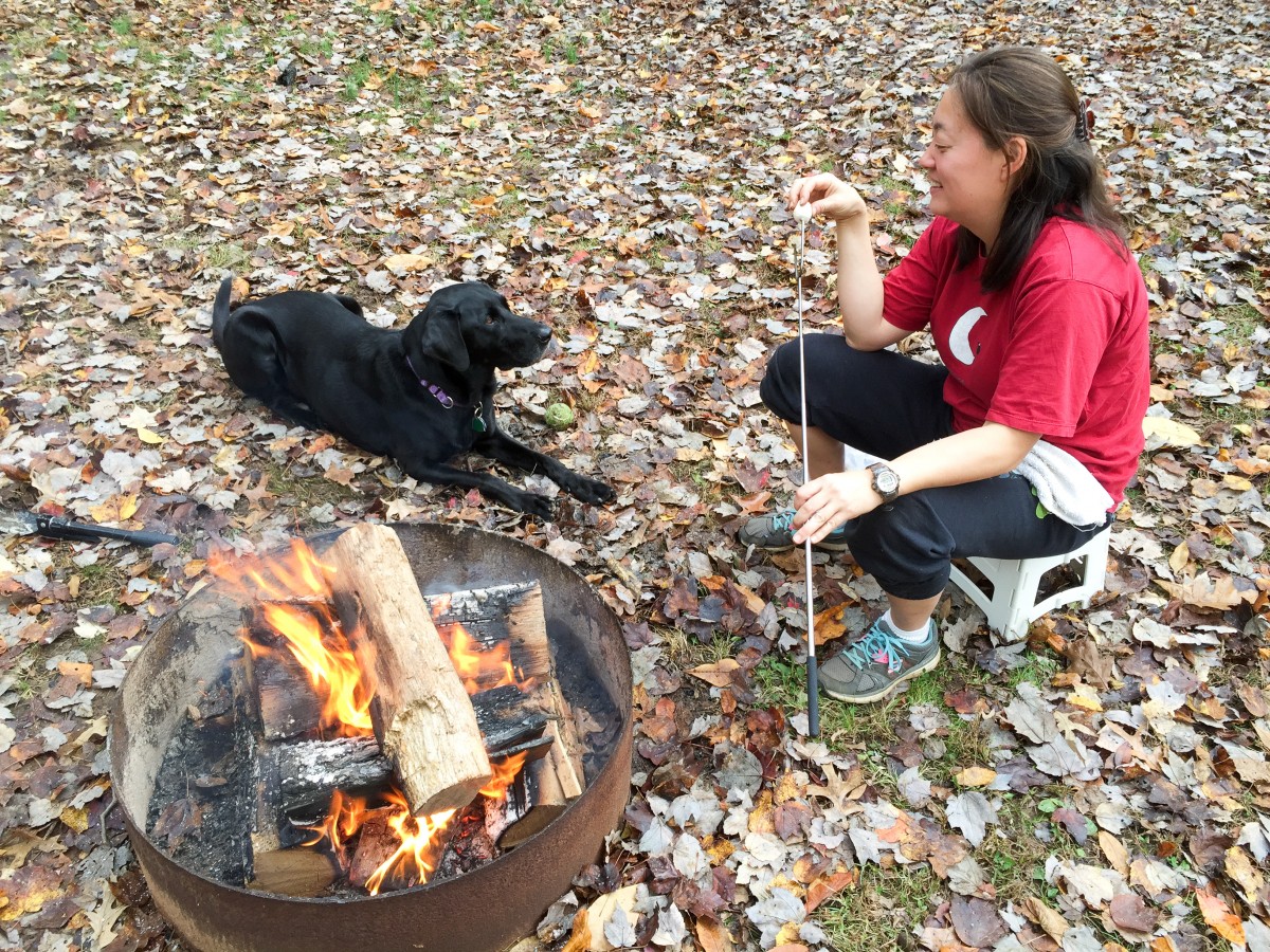 Opie waiting for his servant to toast marshmallows.