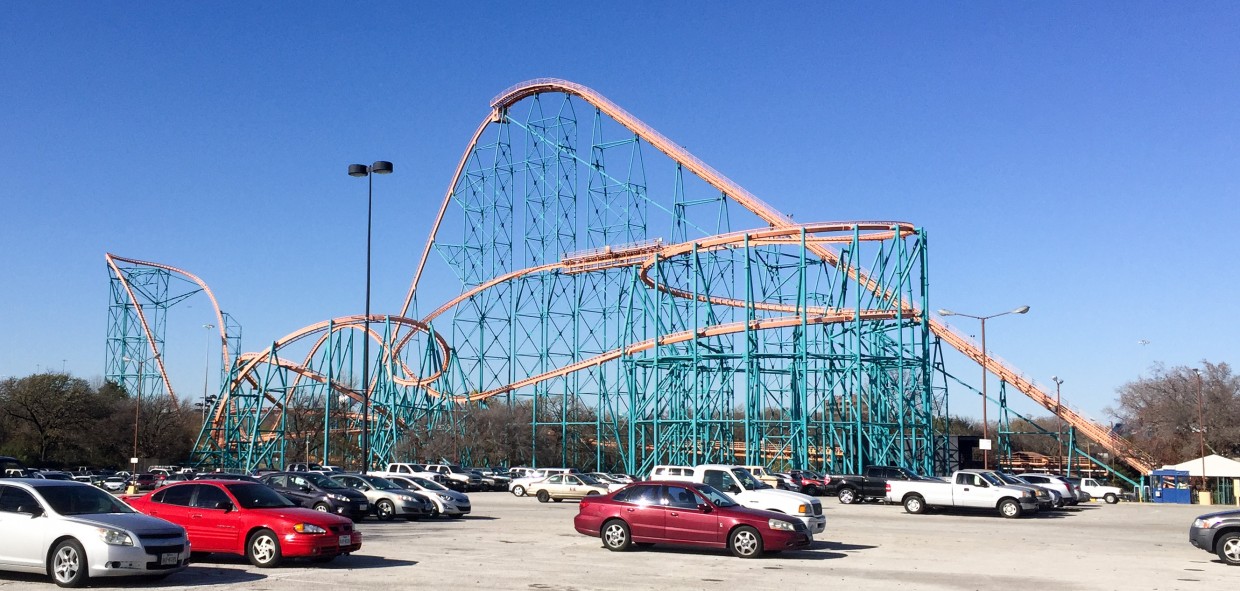 Six Flags Over Texas, our last roller coasters for a while.