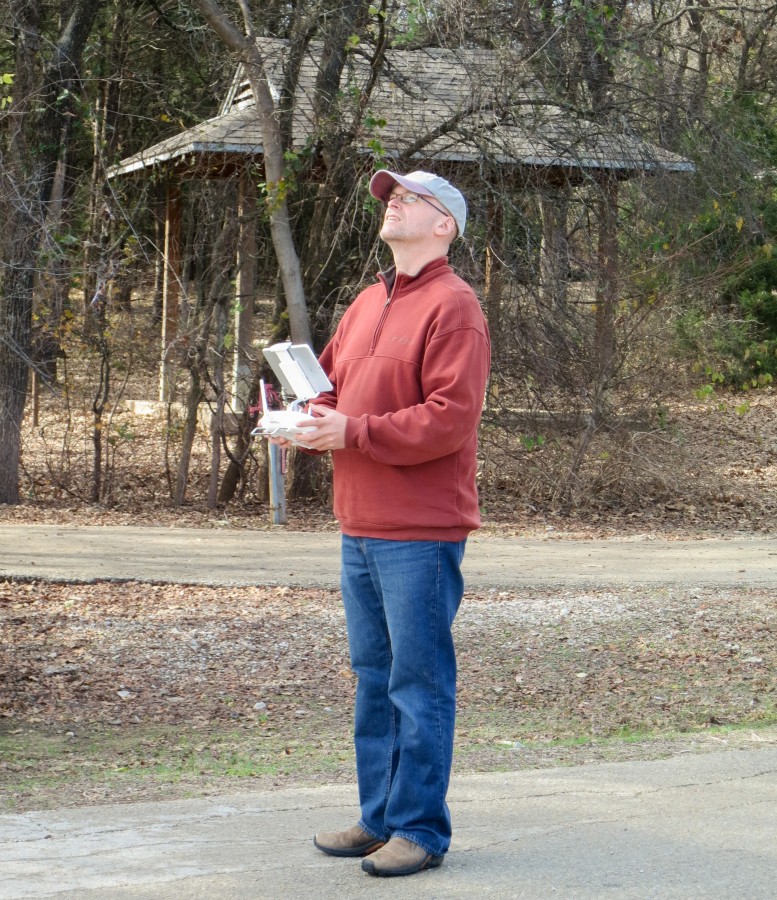 Mike practicing his drone piloting skills.