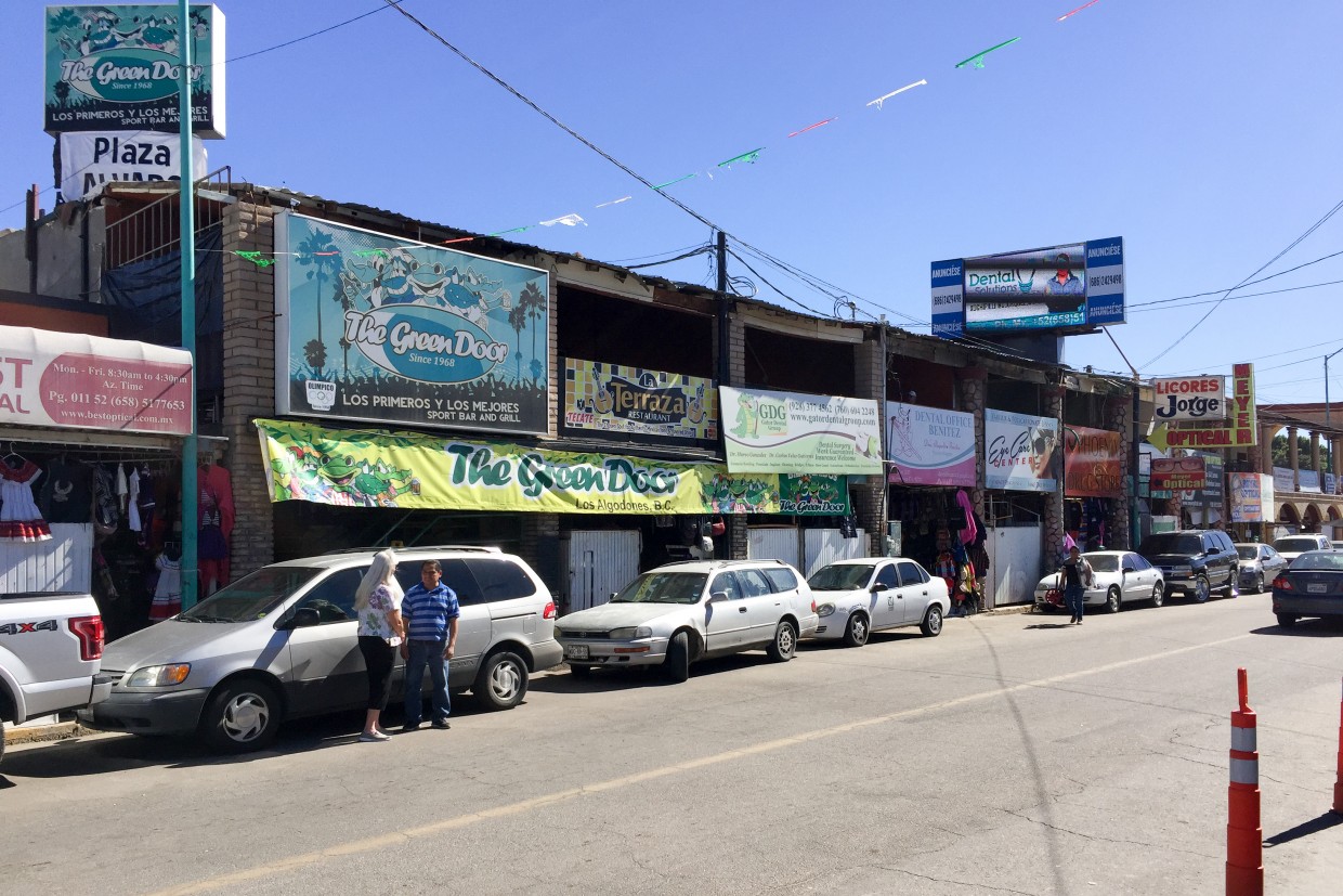 Walking through Los Algodones to our dentist.
