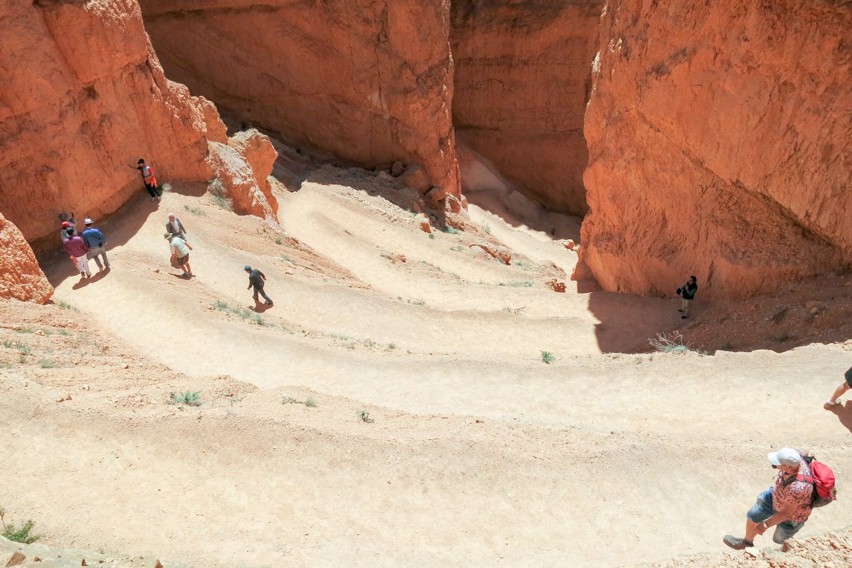 Looking back down the Wall Street switchbacks after making it partway up.