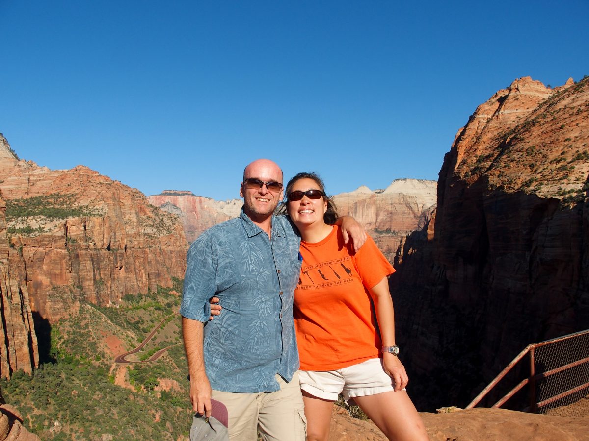 Enjoying the views at the end of the Canyon Overlook trail.
