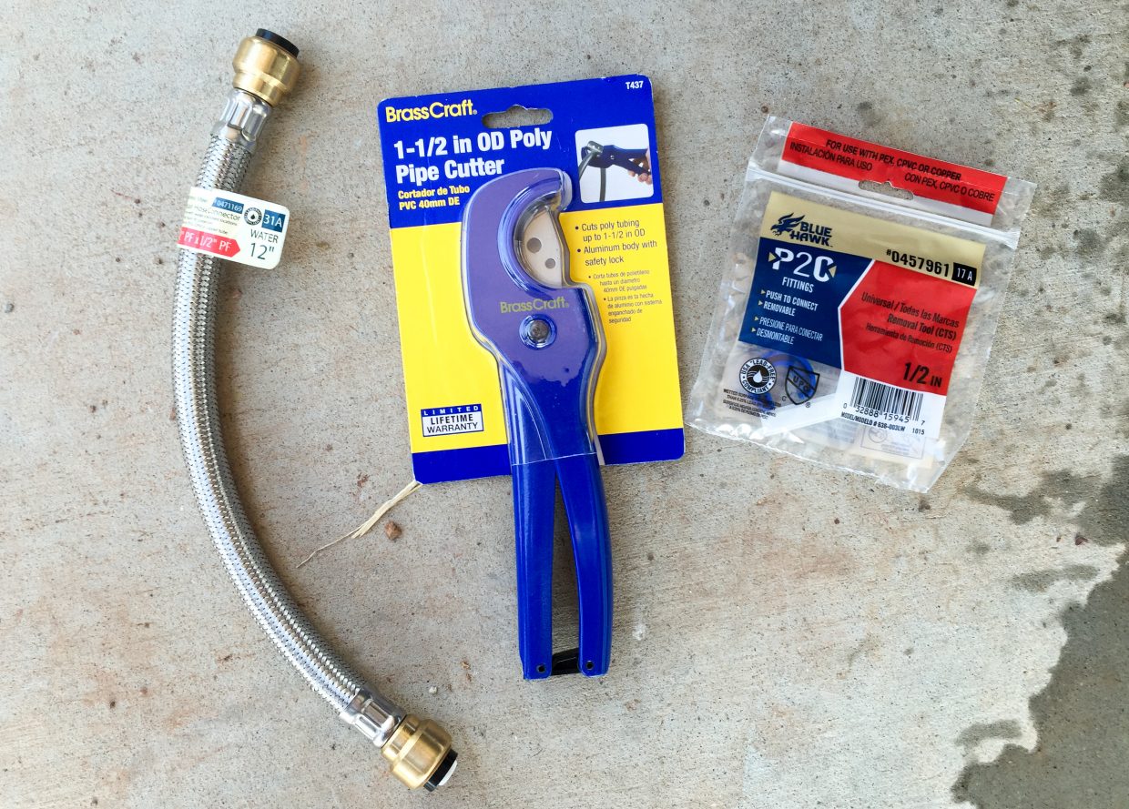 PEX piping repair supplies.